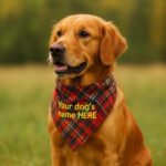 Embroidered tartan dog bandana