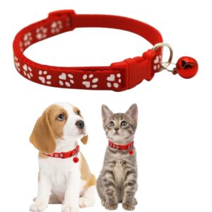 paw print pet collar red