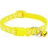 Small yellow paw print pet collar with bell for kittens and puppies