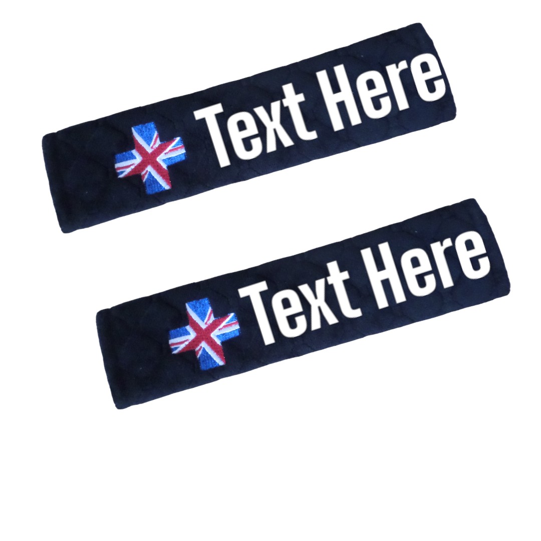 Union flag personalized seat belt covers