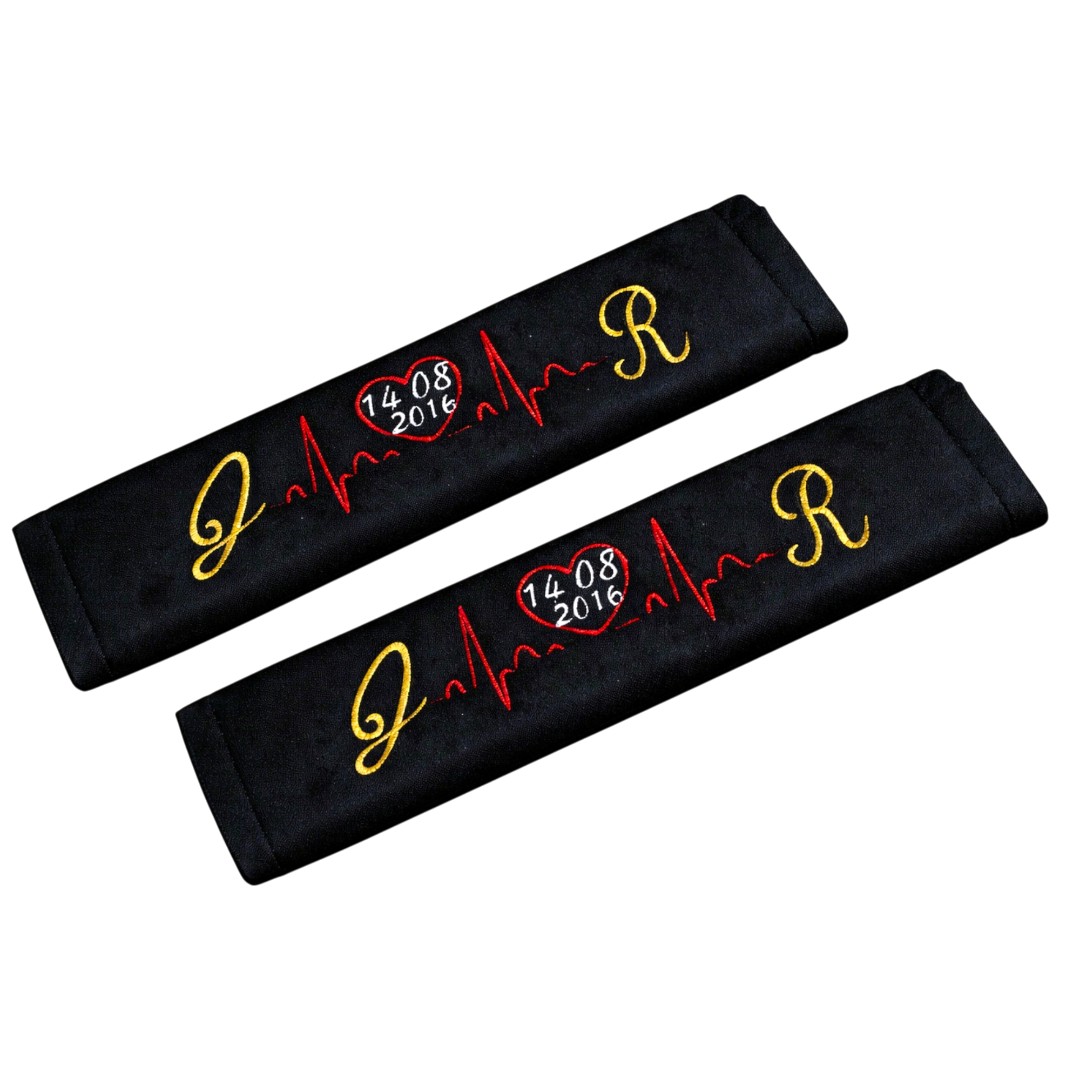 Personalized heartbeat seatbelt covers