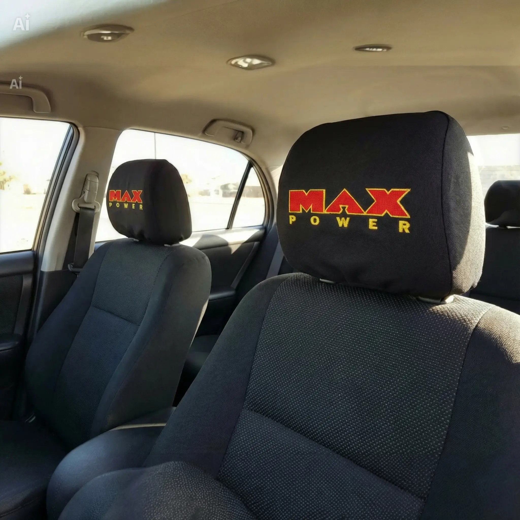 max power embroidered headrest cover