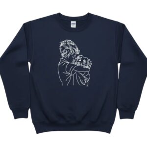 personalised boy hugging dog embroidered sweatshirt dog lover jumper UK