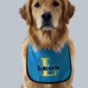 Dog bib with floral initial