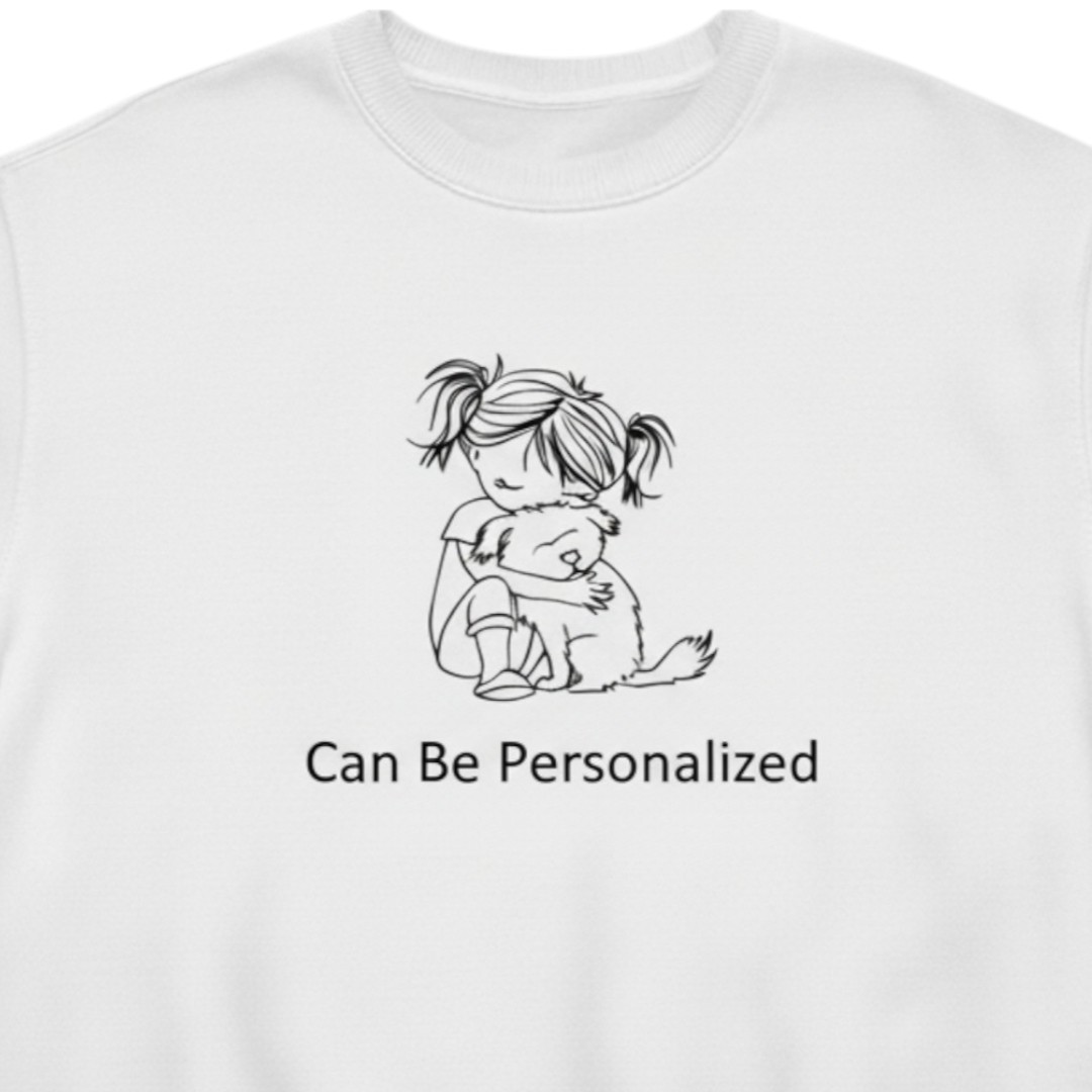 GIRL HUGGING DOG sweatshirt with name