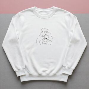 couple hugging dog sweatshirt