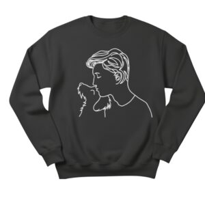 man kissing dog embroidered sweatshirt long sleeve