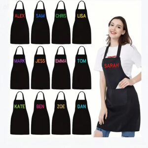 black apron personalized with name