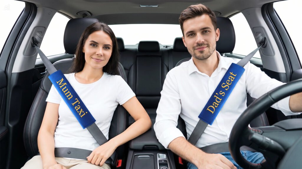 personalised car seatbelt cover gift idea UK free postage